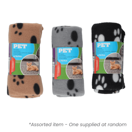 Paw Print Pet Blanket 70 X 70cm Assorted - One Supplied* - PET BLANKET CUSHIONS COATS - Beattys of Loughrea