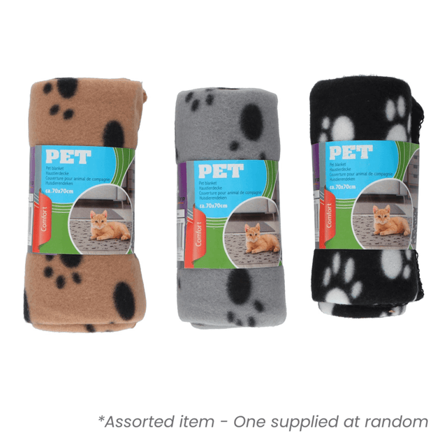 Paw Print Pet Blanket 70 X 70cm Assorted - One Supplied* - PET BLANKET CUSHIONS COATS - Beattys of Loughrea