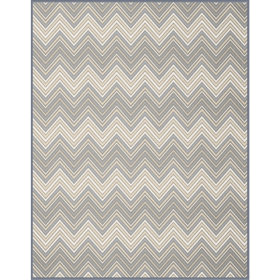 Biederlack Cotton Rich Blanket 150 x 200cm Zig Zag Blue - THROWS/BLANKETS - Beattys of Loughrea
