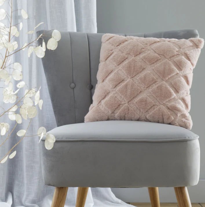 Catherine Lansfield Cosy Diamond Cushion in Blush 43 x 43cm - CUSHIONS/COVERS - Beattys of Loughrea