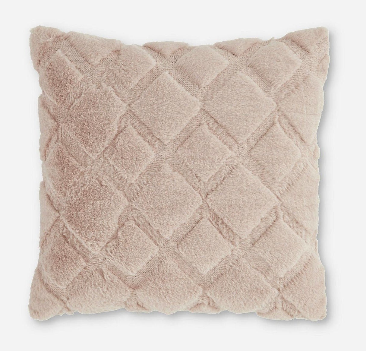 Catherine Lansfield Cosy Diamond Cushion in Blush 43 x 43cm - CUSHIONS/COVERS - Beattys of Loughrea