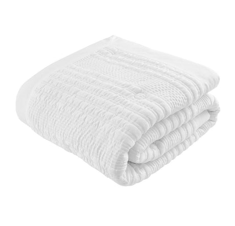 Catherine Lansfield Lennon Stripe White Bedspread 220 x 220cm - BED SPREADS/COVERS/QUILTS - Beattys of Loughrea