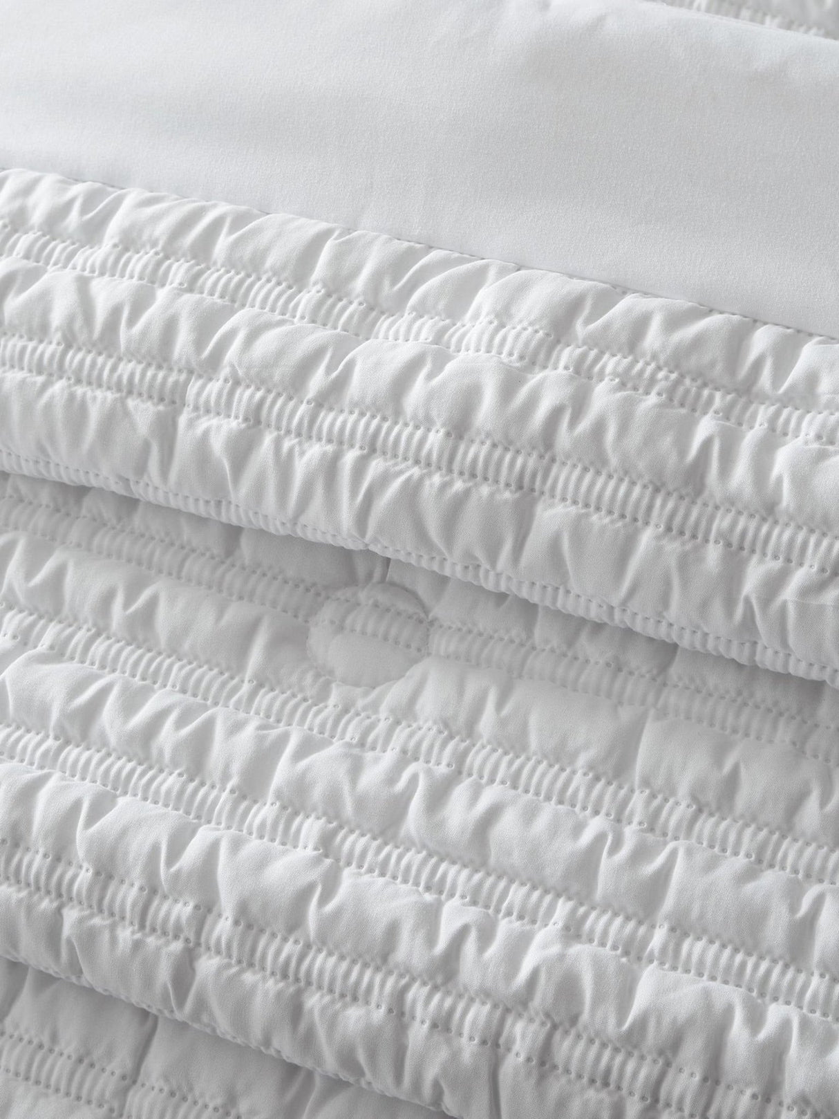 Catherine Lansfield Lennon Stripe White Bedspread 220 x 220cm - BED SPREADS/COVERS/QUILTS - Beattys of Loughrea