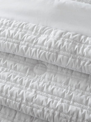 Catherine Lansfield Lennon Stripe White Bedspread 220 x 220cm - BED SPREADS/COVERS/QUILTS - Beattys of Loughrea