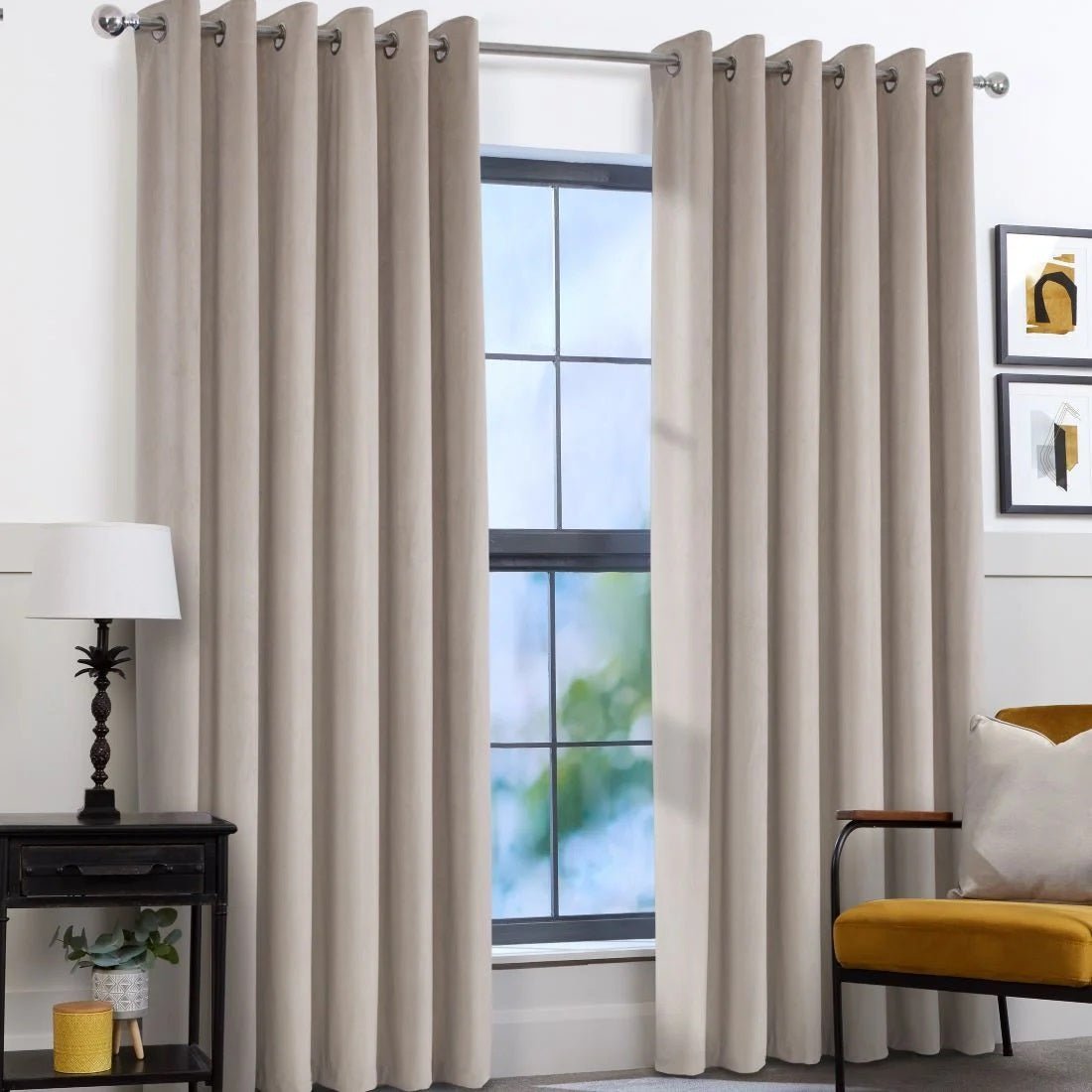 Aspen Sesame Eyelet Curtains 90 x 90 - CURTAINS - READY MADE - Beattys of Loughrea