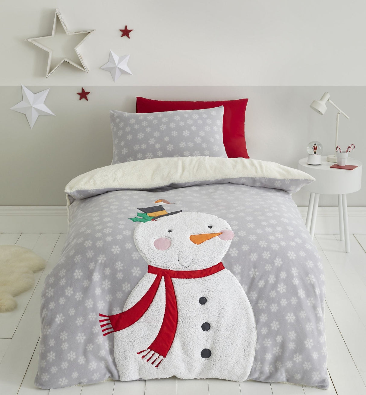 Catherine Lansfield Cosy Snowman Duvet Set Single - DUVET COVERS - Beattys of Loughrea