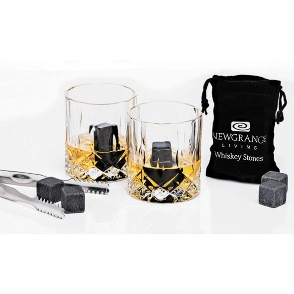 Newgrange Living Whiskey Glass Pair with Whiskey Stones & Tongs - DRINKING GLASSES - Beattys of Loughrea