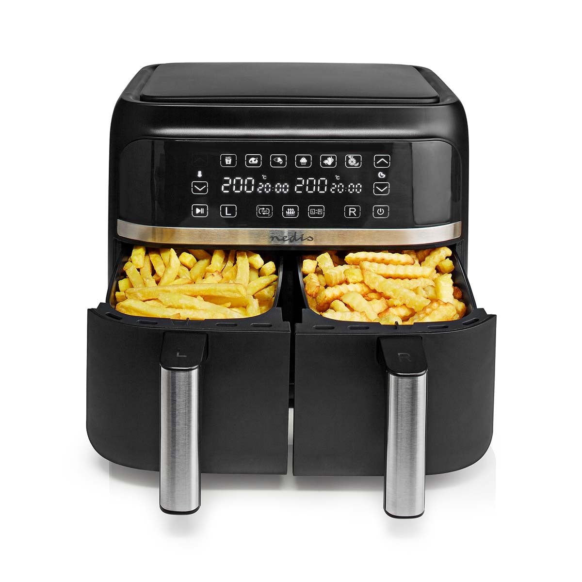 Nedis Digital Double Hot Air Fryer KAAFD350EBK - DEEP FAT FRYERS/ AIR FRYER - Beattys of Loughrea