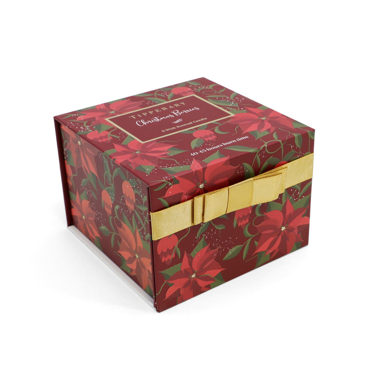 TIPPERARY CRYSTAL Poinsettia 3 Wick Candle - Christmas Berries - CANDLES - Beattys of Loughrea