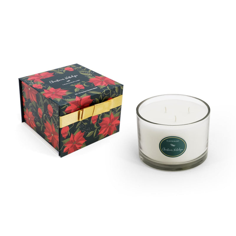 TIPPERARY CRYSTAL Poinsettia 3 Wick Candle - Christmas Nostalgia - CANDLES - Beattys of Loughrea