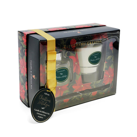 TIPPERARY CRYSTAL Poinsettia Candle & Diffuser Set - Christmas Nostalgia - CANDLES - Beattys of Loughrea