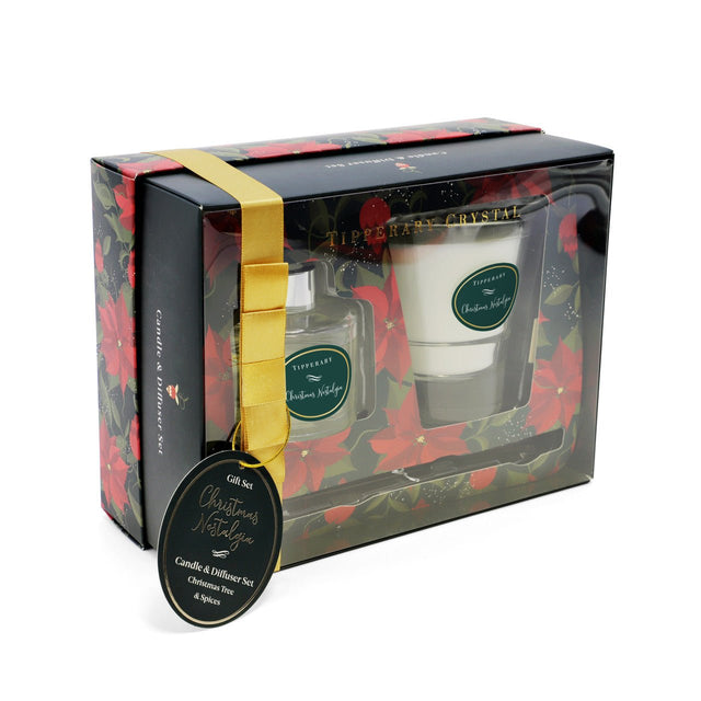 TIPPERARY CRYSTAL Poinsettia Candle & Diffuser Set - Christmas Nostalgia - CANDLES - Beattys of Loughrea