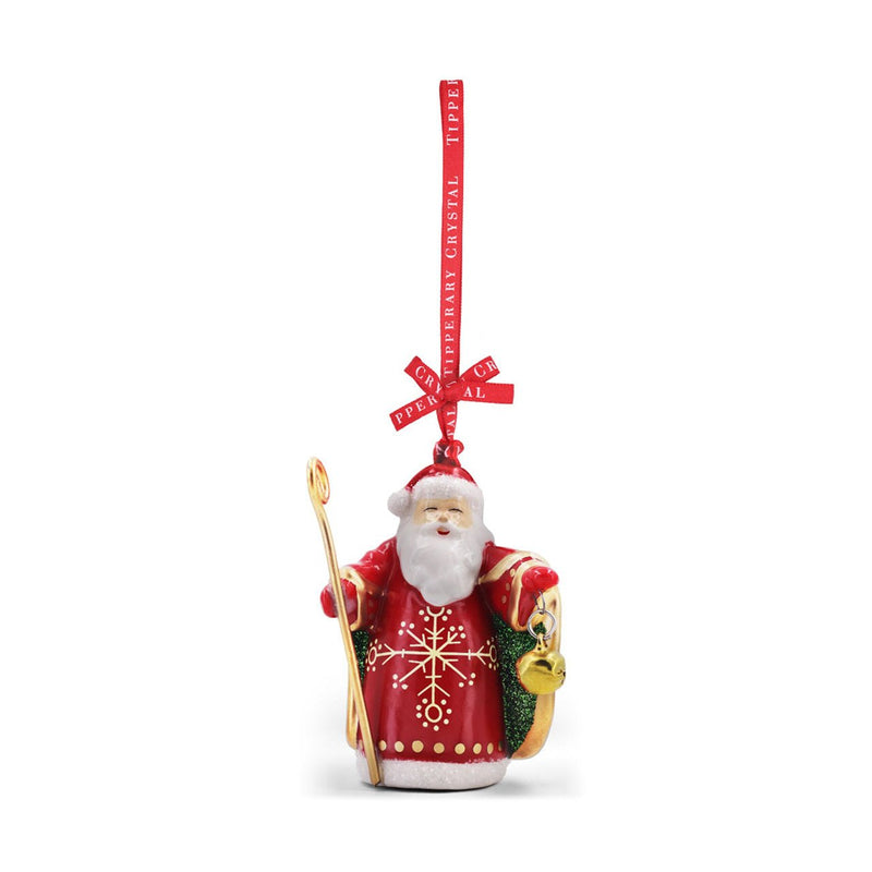 TIPPERARY CRYSTAL Porcelain Santa with Staff Christmas Decoration - XMAS DECORATIONS - Beattys of Loughrea