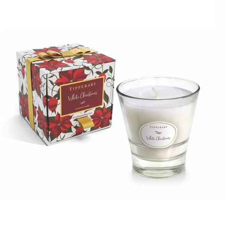 TIPPERARY CRYSTAL Poinsettia Tumbler Candle - White Christmas - CANDLES - Beattys of Loughrea