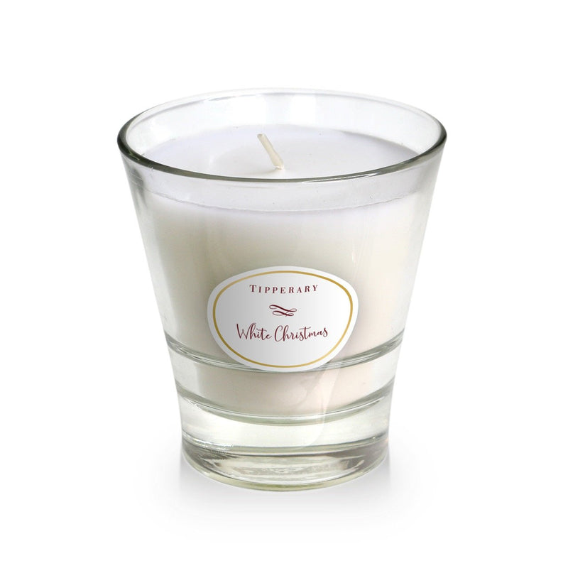 TIPPERARY CRYSTAL Poinsettia Tumbler Candle - White Christmas - CANDLES - Beattys of Loughrea