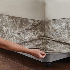 Catherine Lansfield Crushed Velvet Kingsize Divan Base Wrap Natural - SHEETS/VALANCE/MATTRESS COVER - Beattys of Loughrea