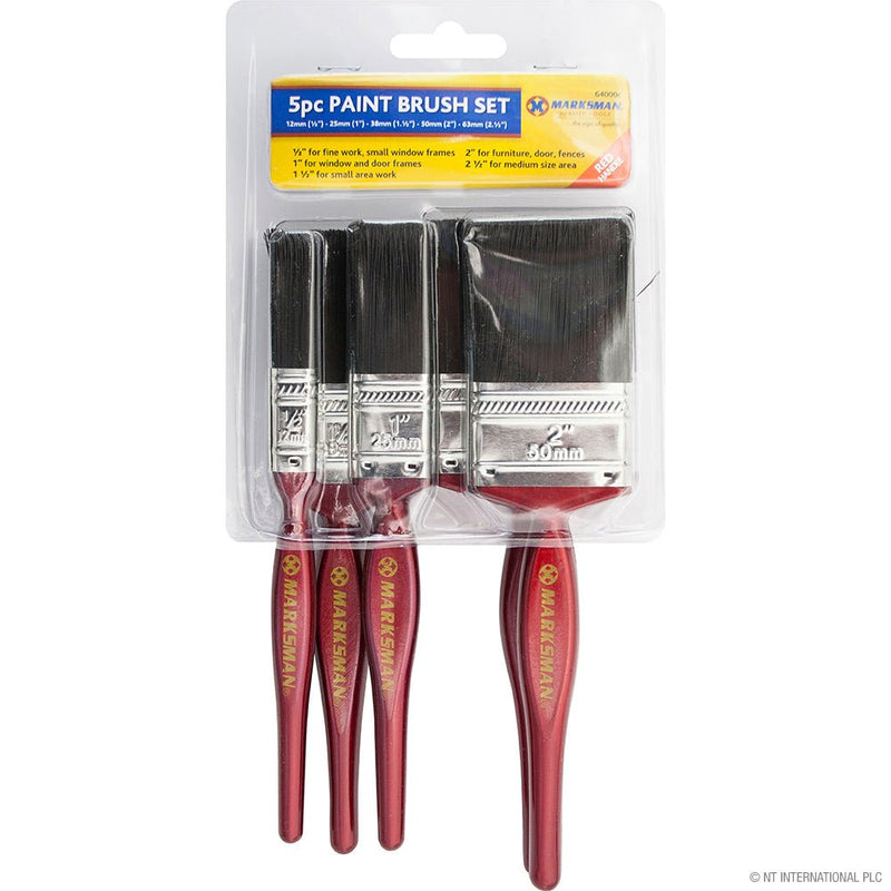 Marksman 5pc Paint Brush Cherry Red - PAINT BRUSHES - Beattys of Loughrea