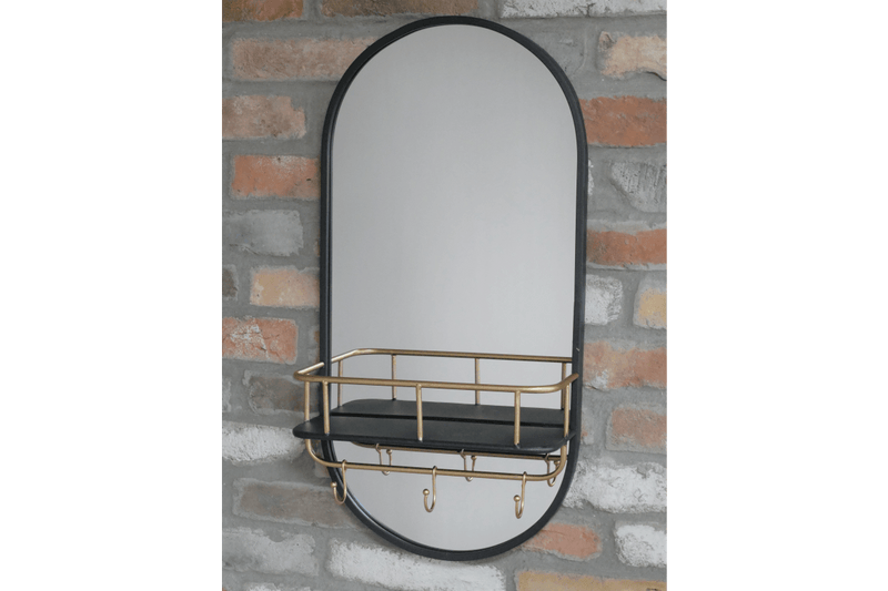 Mirror With Shelf and Hooks 70cm - WALL MIRRORS - Beattys of Loughrea