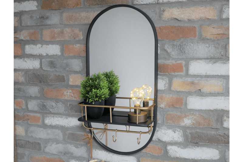 Mirror With Shelf and Hooks 70cm - WALL MIRRORS - Beattys of Loughrea