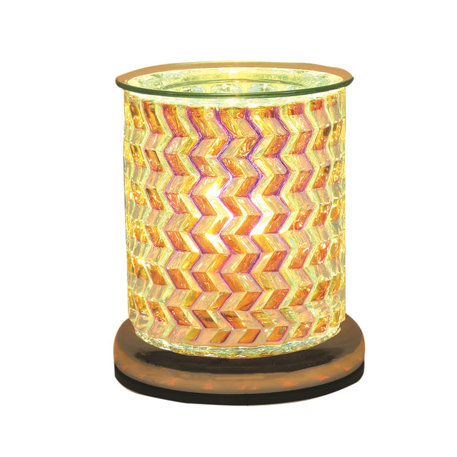 Electric Wax Melt Burner Touch - Glass Lustre Zig-Zag Cylinder - POT POURRI/AROMATHERAPY/OILS/DIFFUSER - Beattys of Loughrea