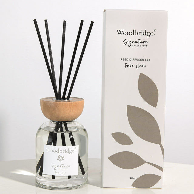Pure Linen Filled Reed Diffuser by Woodbridge 200ml - Beattys of Loughrea | www.beattys.ie