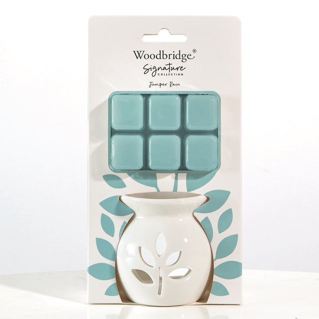 Juniper Rain Wax Melt Burner Gift Set by Woodbridge - Beattys of Loughrea | www.beattys.ie