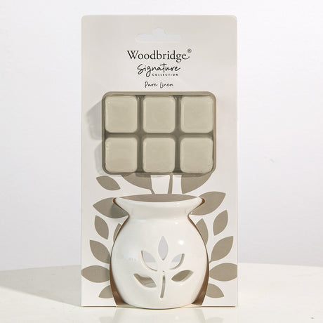 Pure Linen Wax Melt Burner Gift Set by Woodbridge - POT POURRI/AROMATHERAPY/OILS/DIFFUSER - Beattys of Loughrea