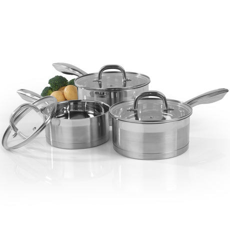 Salter Timeless Collection Stainless Steel 3pc Saucepan Set - COOKWARE - S/STEEL - Beattys of Loughrea
