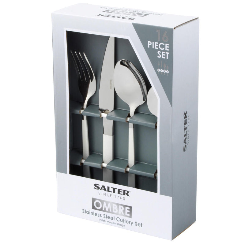 Salter Ombre Collection 16-Piece Stainless Steel Cutlery Set Silver/Grey - CUTLERY/KNIFE SET/BLOCK - Beattys of Loughrea
