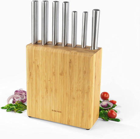 Salter 7 Pc Kitchen Knife Set with Bamboo Block - CUTLERY/KNIFE SET/BLOCK - Beattys of Loughrea