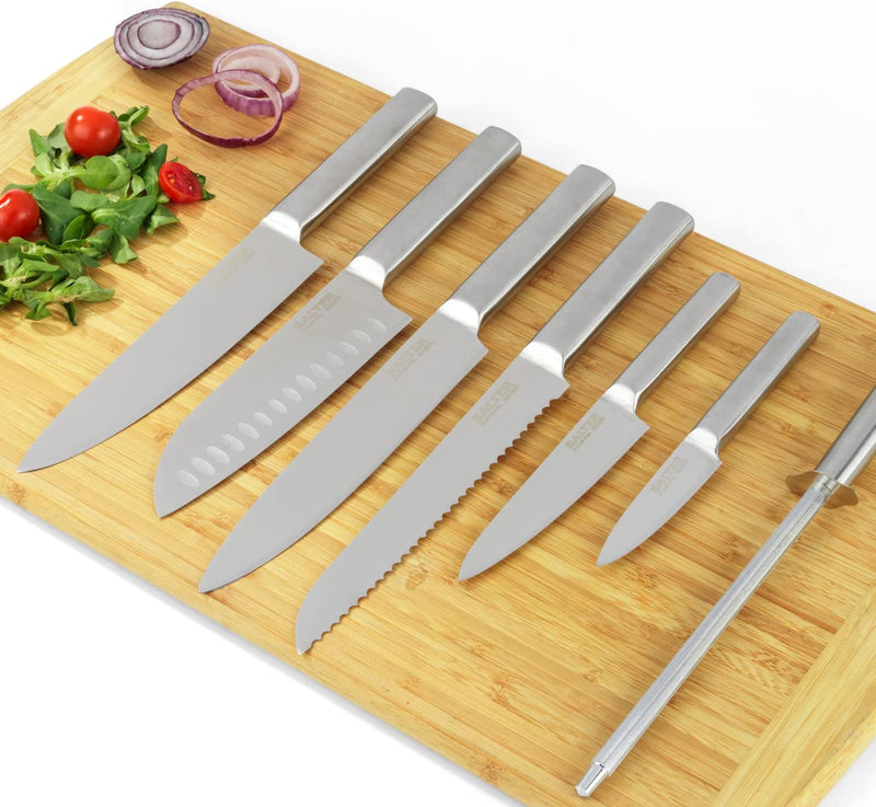 Salter 7 Pc Kitchen Knife Set with Bamboo Block - CUTLERY/KNIFE SET/BLOCK - Beattys of Loughrea