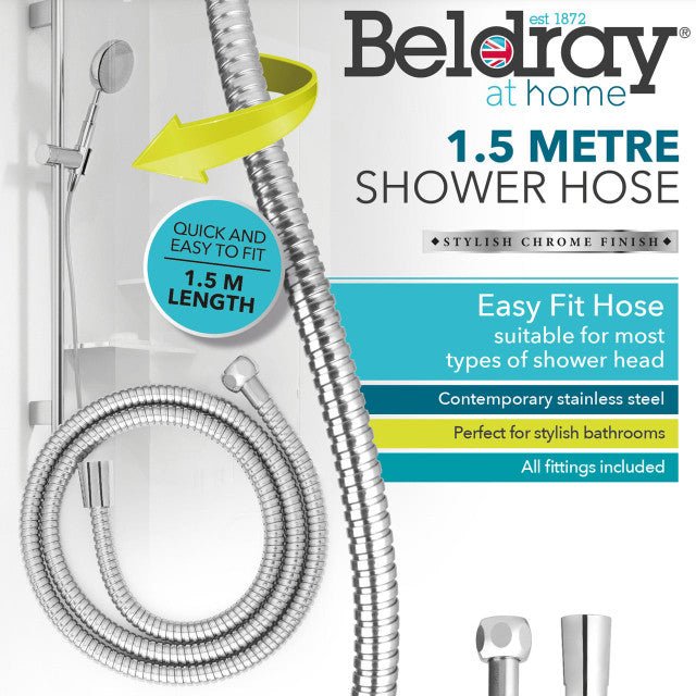 Beldray 1.5 Metre Shower Hose Stainless Steel - Beattys of Loughrea | www.beattys.ie