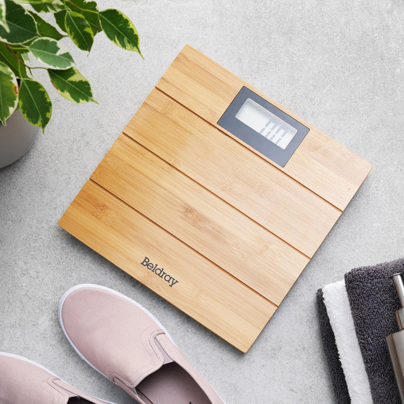 Beldray Bamboo Digital Scales with LED Display - BATHROOM SCALES - Beattys of Loughrea