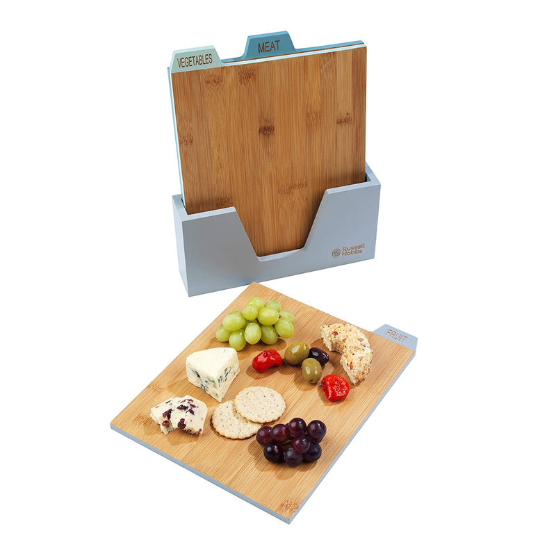 Bamboo Chopping Board Set Of 4 With Stand Large Dual Purpose