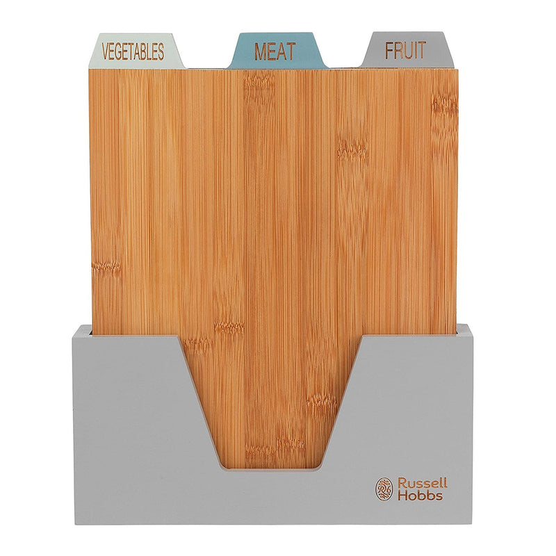 Russell Hobbs 3pc Piece Bamboo Chopping Board Set with Holder - PLASTICS - STORAGE LUNCH BOX BEAKER - Beattys of Loughrea