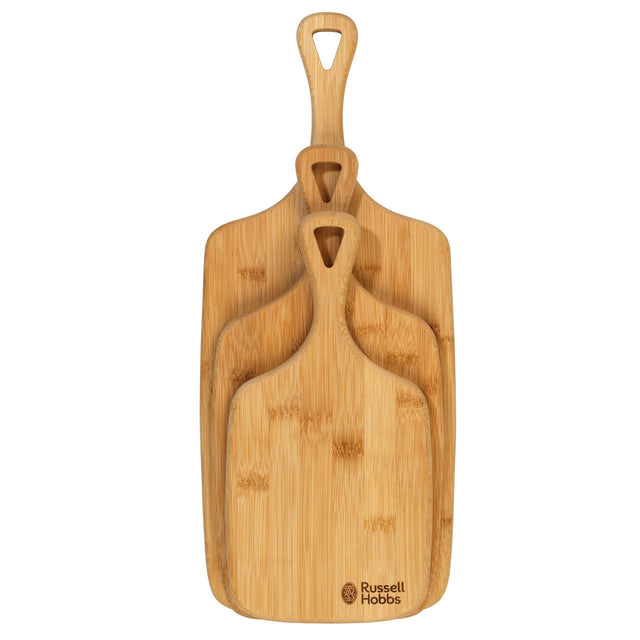 Russell Hobbs 3 Piece Bamboo Reversible Paddle Chopping Board Set - PLASTICS - STORAGE LUNCH BOX BEAKER - Beattys of Loughrea