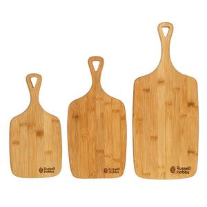 Russell Hobbs 3 Piece Bamboo Reversible Paddle Chopping Board Set - PLASTICS - STORAGE LUNCH BOX BEAKER - Beattys of Loughrea
