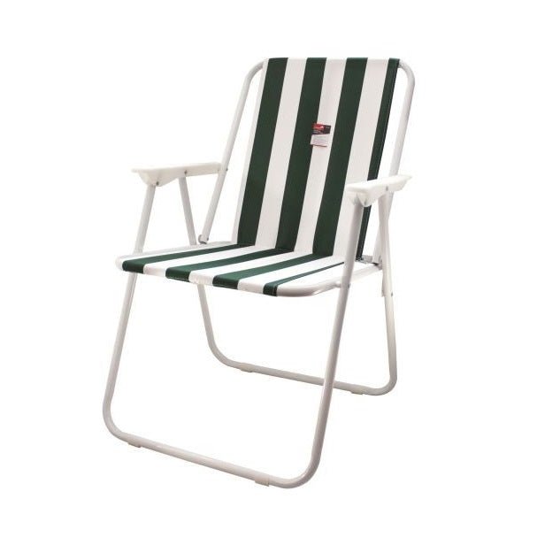 Green Stripe Folding Camp Chair - SINGLE GARDEN BENCH/ CHAIR - Beattys of Loughrea