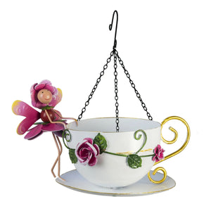 Rosie Rose Cup Bird Feeder - GARDEN ORNAMENTS INCL SOLAR - Beattys of Loughrea