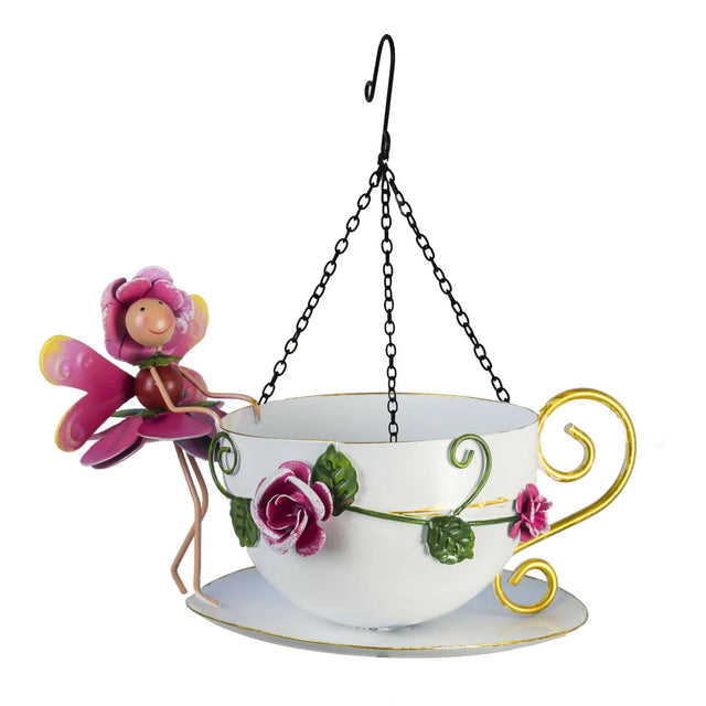 Rosie Rose Cup Bird Feeder - GARDEN ORNAMENTS INCL SOLAR - Beattys of Loughrea