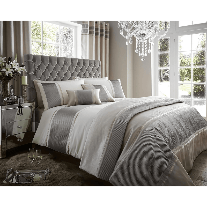 Beresford Roberts Cream/Latte Detroit Bedspread with Plated Panel 200x200cm - THROWS/BLANKETS - Beattys of Loughrea