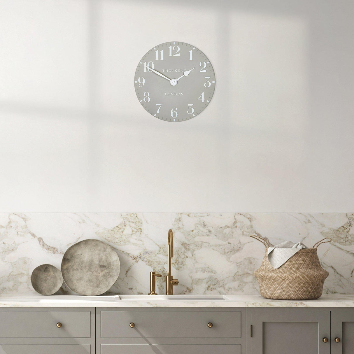 Thomas Kent 12" Arabic Wall Clock Dove Grey - CLOCKS - Beattys of Loughrea