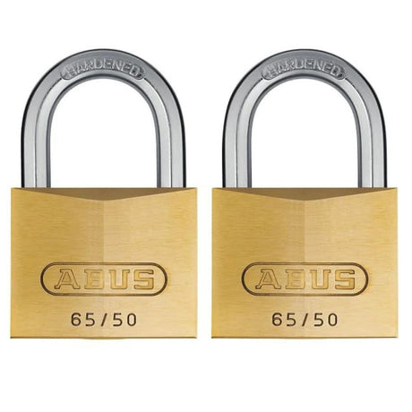 ABUS Mechanical - 65/50mm Brass Padlock Twin Pack - PADLOCKS - Beattys of Loughrea