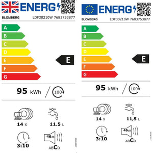 Blomberg14 Place Freestanding Dishwasher - White | LDF30210W - DISHWASHERS - Beattys of Loughrea