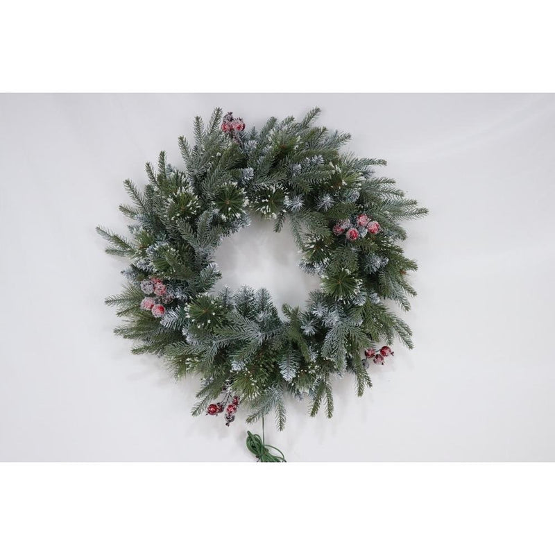 Berry Spruce Frosted Wreath - 60cm - XMAS WREATHS - Beattys of Loughrea