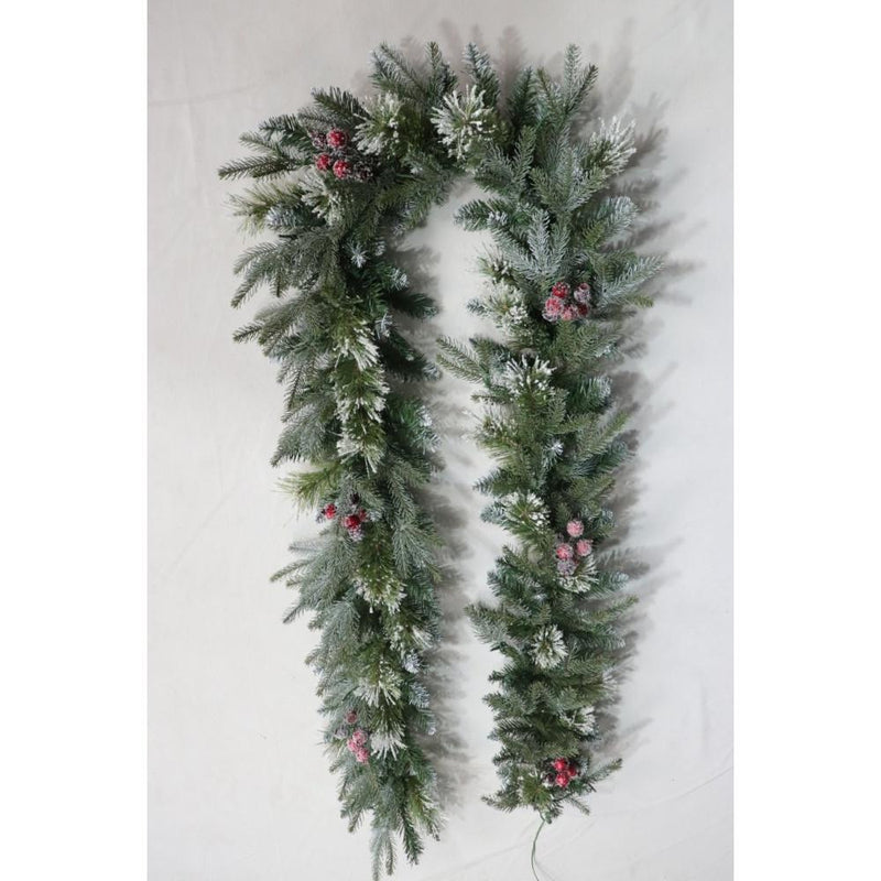 Berry Spruce Frosted Garland 9ft - XMAS GARLANDS - Beattys of Loughrea