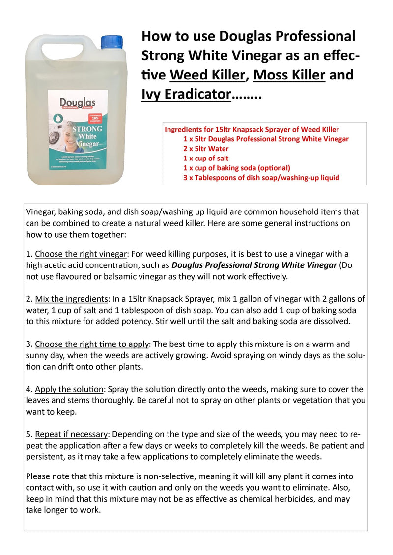 Douglas Professional Strong White Vinegar 5 Litre - CLEANING - LIQUID/POWDER CLEANER (1) - Beattys of Loughrea
