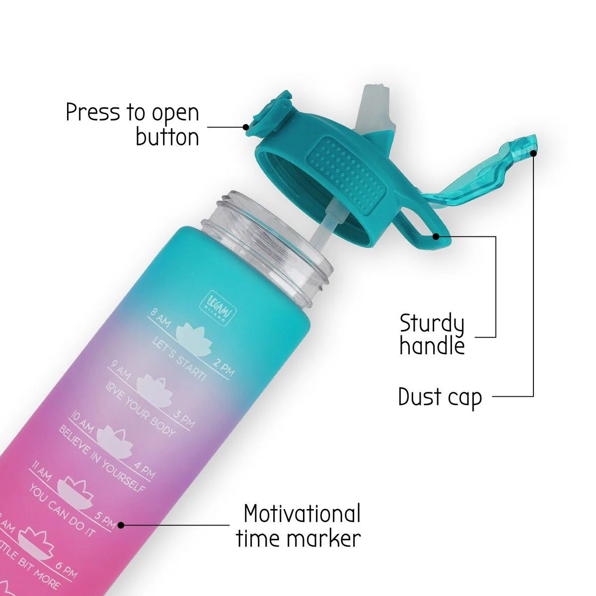 Legami Love Yourself Goals Water Bottle - PLASTICS - STORAGE LUNCH BOX BEAKER - Beattys of Loughrea