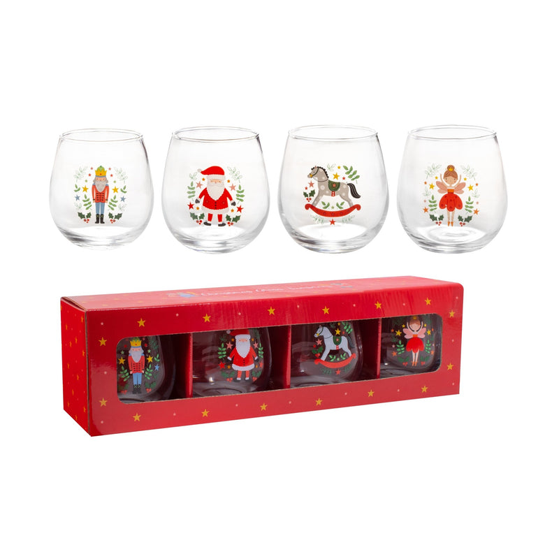 Christmas Santa & The Nutcracker Drinking Glasses 4 Pack - DRINKING GLASSES - Beattys of Loughrea