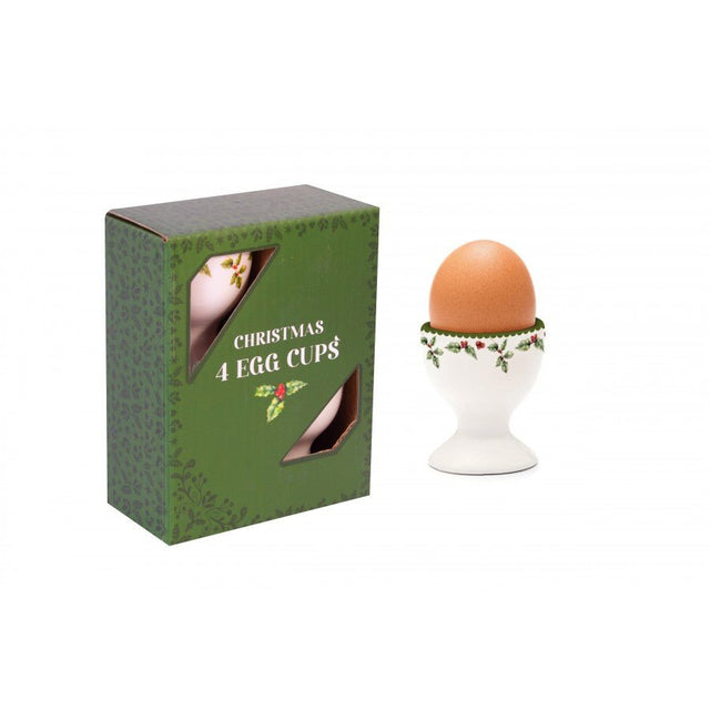 Christmas Holly Set Of 4 Egg Cups - GENERAL LOOSE WARE - Beattys of Loughrea